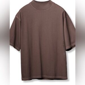 ASRV 0385. CottonPlus™ Oversized Mock Neck Tee - Dark Earth